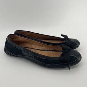 Coach Sarah Ballet Flats Shoes Womens 9.5B Black Bow Preppy Twee Signature Logo